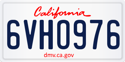 CA license plate 6VHO976