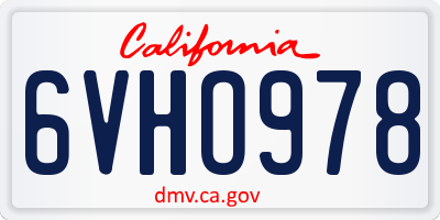 CA license plate 6VHO978