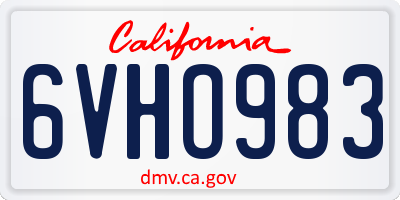 CA license plate 6VHO983