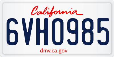 CA license plate 6VHO985