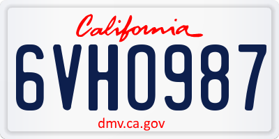 CA license plate 6VHO987