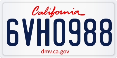 CA license plate 6VHO988