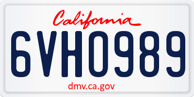 CA license plate 6VHO989