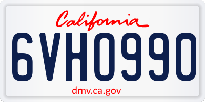 CA license plate 6VHO990