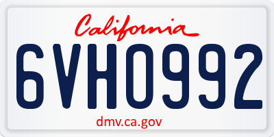 CA license plate 6VHO992