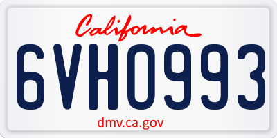 CA license plate 6VHO993