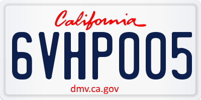 CA license plate 6VHP005