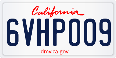 CA license plate 6VHP009
