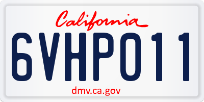 CA license plate 6VHP011