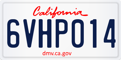 CA license plate 6VHP014