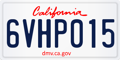 CA license plate 6VHP015