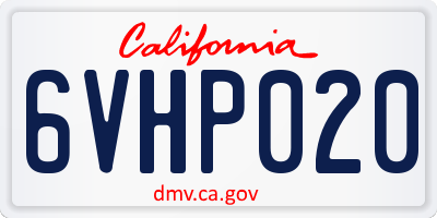 CA license plate 6VHP020