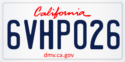 CA license plate 6VHP026