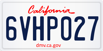 CA license plate 6VHP027