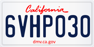 CA license plate 6VHP030