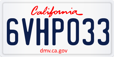 CA license plate 6VHP033