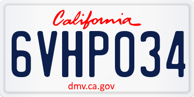 CA license plate 6VHP034