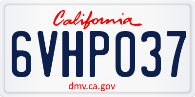CA license plate 6VHP037