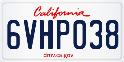 CA license plate 6VHP038