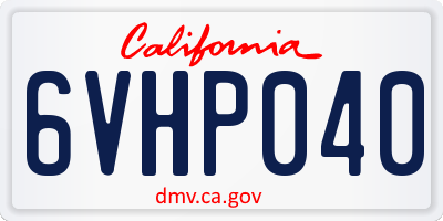 CA license plate 6VHP040