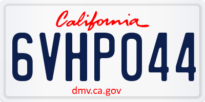 CA license plate 6VHP044