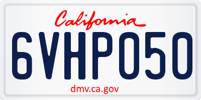 CA license plate 6VHP050