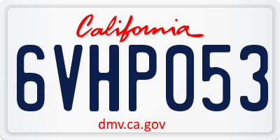 CA license plate 6VHP053