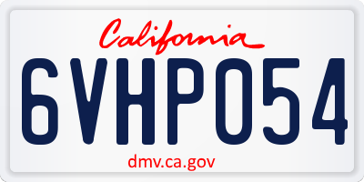 CA license plate 6VHP054