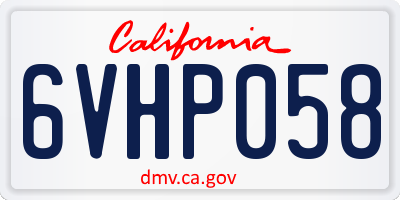 CA license plate 6VHP058