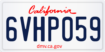 CA license plate 6VHP059
