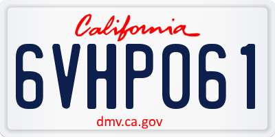 CA license plate 6VHP061