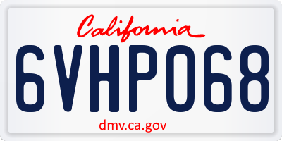 CA license plate 6VHP068