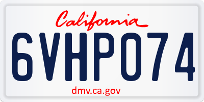 CA license plate 6VHP074