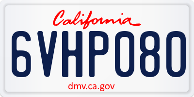 CA license plate 6VHP080