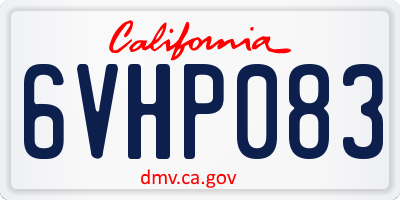 CA license plate 6VHP083