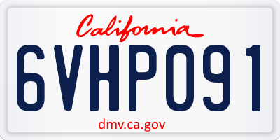 CA license plate 6VHP091