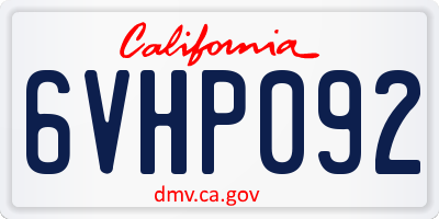 CA license plate 6VHP092