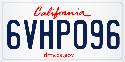 CA license plate 6VHP096