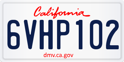 CA license plate 6VHP102