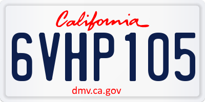 CA license plate 6VHP105