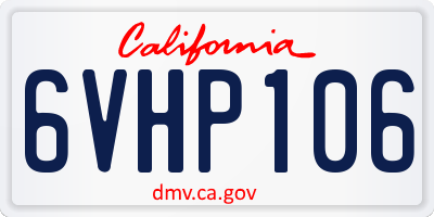 CA license plate 6VHP106