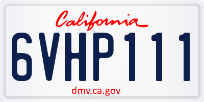 CA license plate 6VHP111