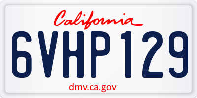 CA license plate 6VHP129