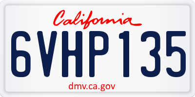 CA license plate 6VHP135
