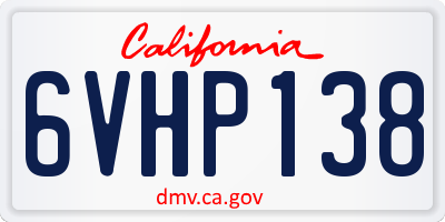 CA license plate 6VHP138