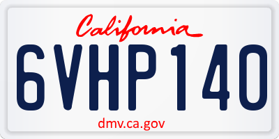 CA license plate 6VHP140