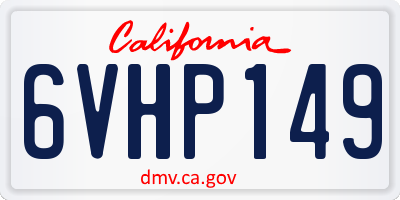 CA license plate 6VHP149