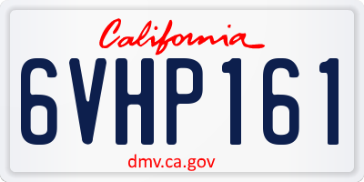 CA license plate 6VHP161
