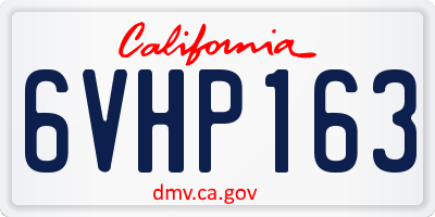 CA license plate 6VHP163