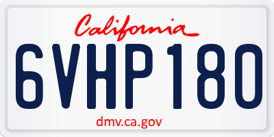 CA license plate 6VHP180